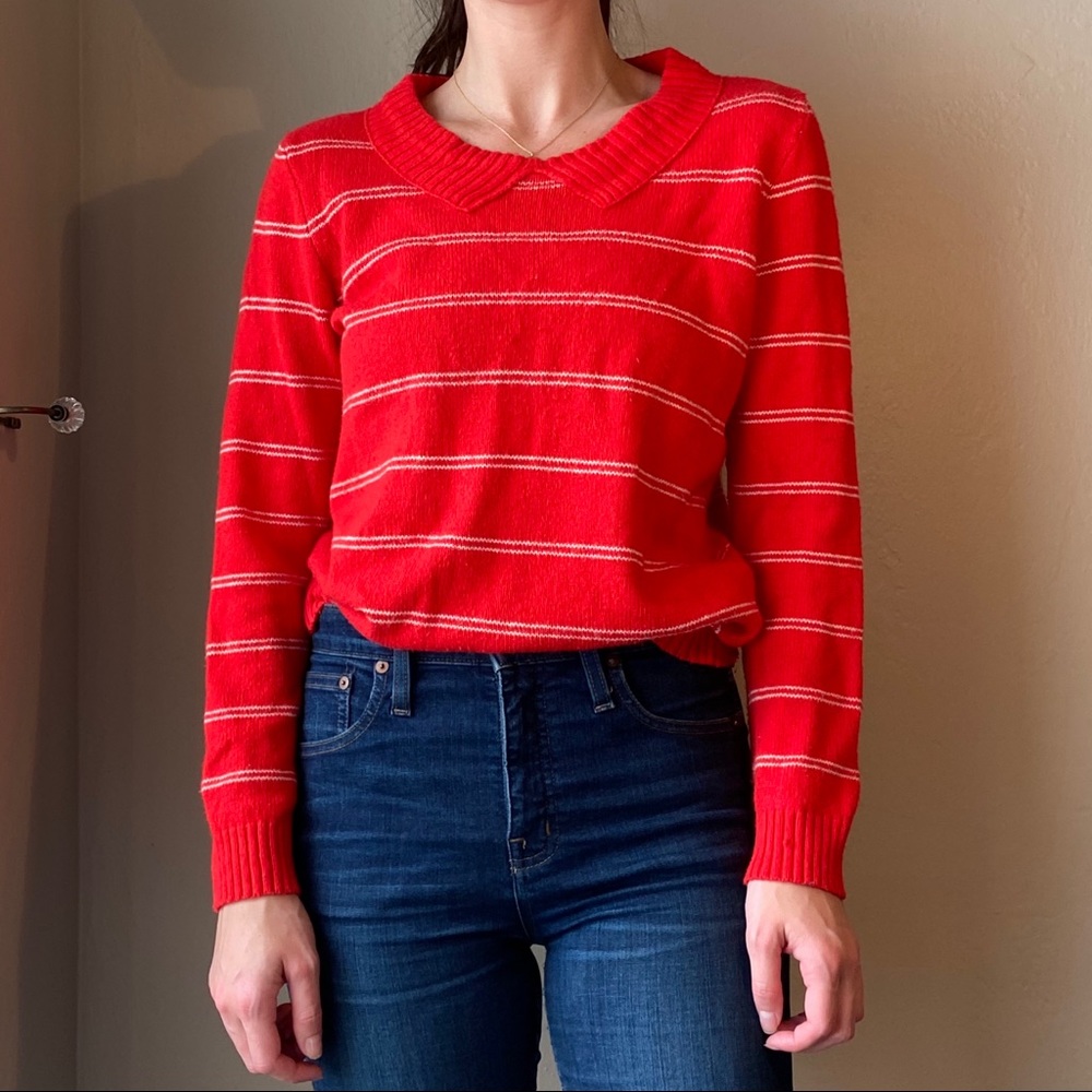 Madewell Red Striped Pullover Sweater